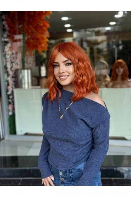 Bakır Kısa Dalgalı Peruk Model Bakır Kısa Dalgalı Peruk Model