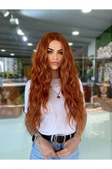 Bakır Perçemsiz Yoğun Dalgalı Vip Peruk Bakır Perçemsiz Yoğun Dalgalı Vip Peruk