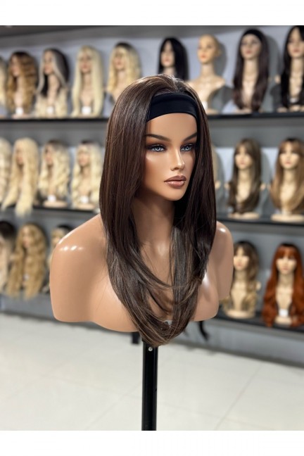 Bandanalı Kahve Tonu Vip Peruk