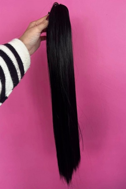 Düz Siyah Tokalı At Kuyruğu Postiş 65 Cm 220 Gram Düz Siyah Tokalı At Kuyruğu Postiş 65 Cm 220 Gram