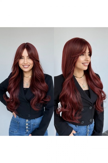 En Ler Kızıl Maşa Dalgalı Vip Peruk Model