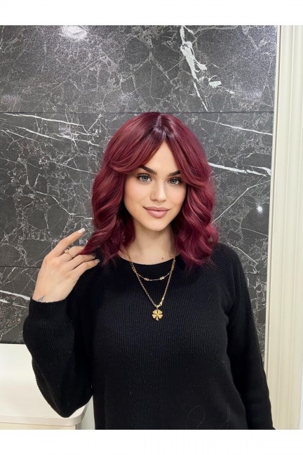 Kısa Kıvırcık Siyah Kızıl Peruk Vip Model Kısa Kıvırcık Siyah Kızıl Peruk Vip Model