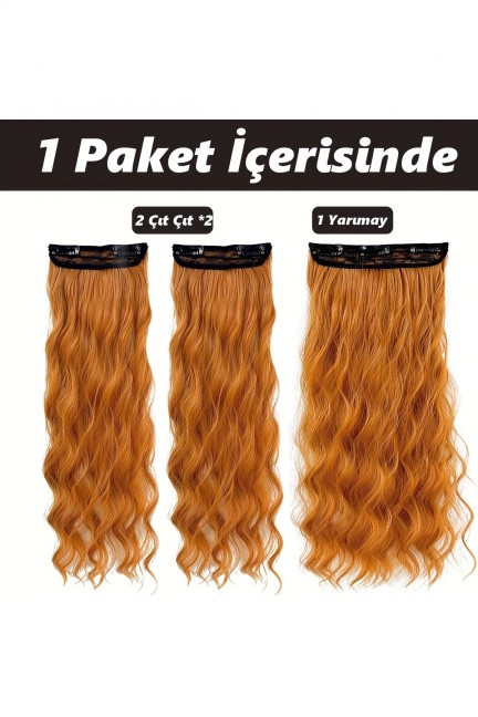 Kıvırcık Yarımay + 2 Yan Çıt Çıt Saç Bakır Kıvırcık Yarımay + 2 Yan Çıt Çıt Saç Bakır