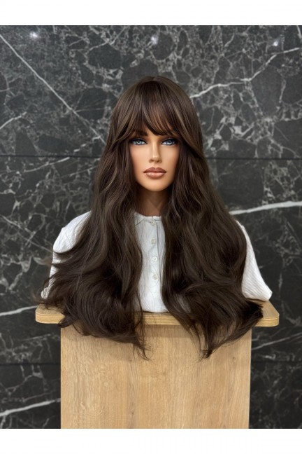 Koyu Kumral Perçemli Peruk Model