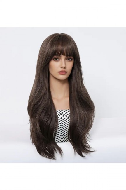 Kumral Maşa Dalgalı Özel Saç Peruk - 55-65 Cm