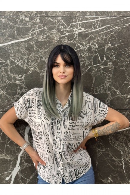 Luxury Düz Perçemli Siyah Gri Peruk Model Su15 Luxury Düz Perçemli Siyah Gri Peruk Model Su15
