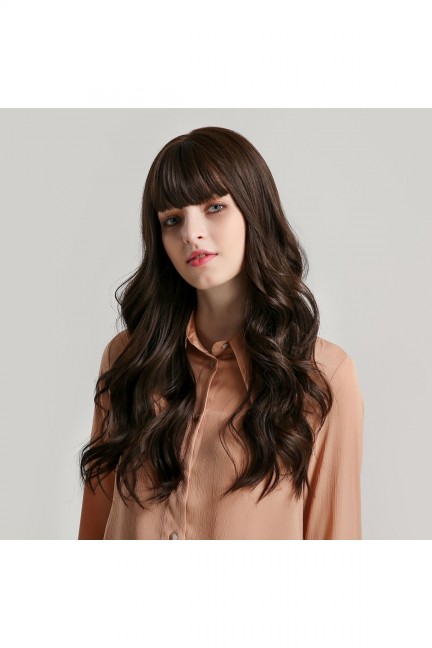 Luxury Kahve Dalgalı Perçemli Peruk Model Luxury Kahve Dalgalı Perçemli Peruk Model