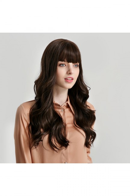 Luxury Kahve Dalgalı Perçemli Peruk Model Luxury Kahve Dalgalı Perçemli Peruk Model