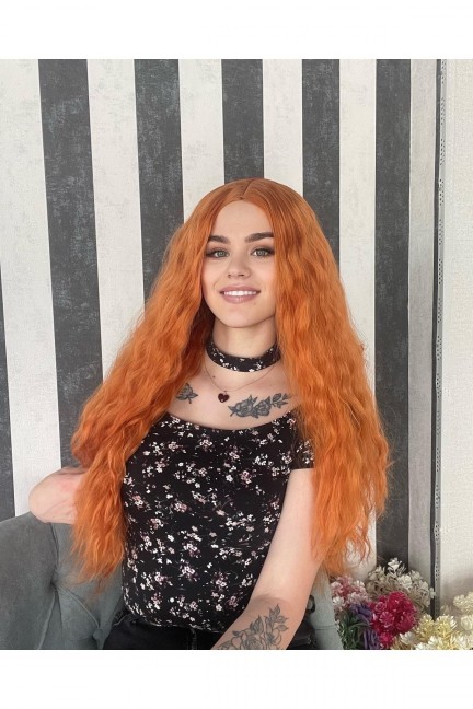 Luxury Perçemsiz Dalgalı Bakır Peruk Luxury Perçemsiz Dalgalı Bakır Peruk