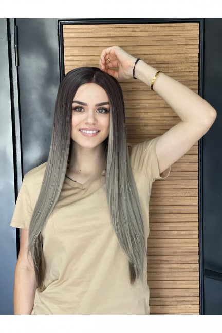 Luxury Vip Düz Siyah Gri Ombreli Peruk Luxury Vip Düz Siyah Gri Ombreli Peruk