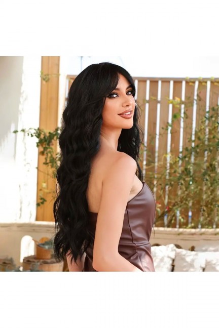 Medikal Siyah Perçemli Dalgalı Peruk A+++ KALİTEDE Medikal Siyah Perçemli Dalgalı Peruk A+++ KALİTEDE