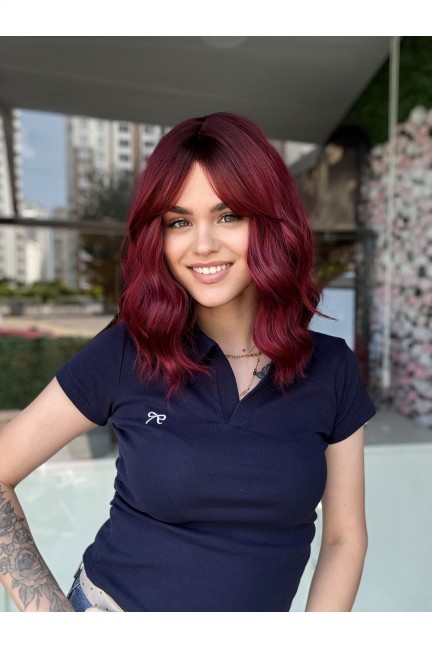 Ombreli Siyah Kızıl Vip Saç Peruk- Her Baş Yapısına Uygun Ombreli Siyah Kızıl Vip Saç Peruk- Her Baş Yapısına Uygun