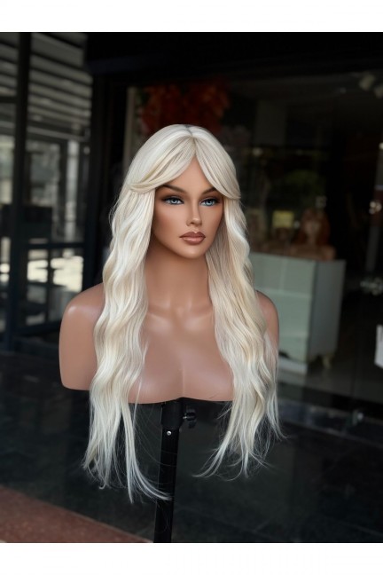 Platin Sarı Ön Soğuk Sarı Işıltılı Vip Peruk Platin Sarı Ön Soğuk Sarı Işıltılı Vip Peruk