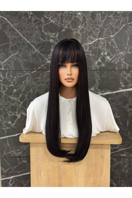 Siyah Düz Perçemli Peruk Model 70-75 CM Siyah Düz Perçemli Peruk Model 70-75 CM