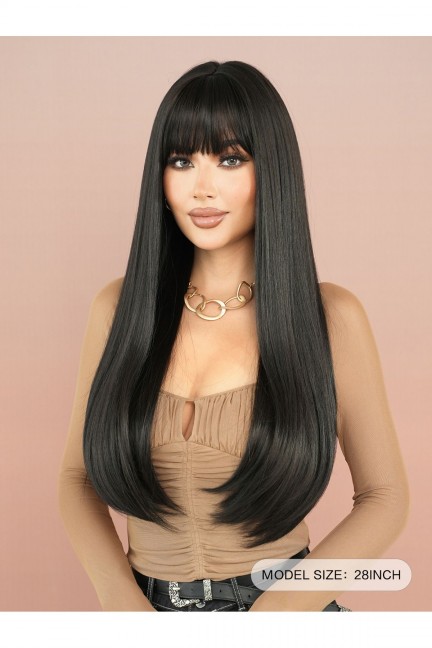 Siyah Düz Perçemli Uzun Peruk 75-80 Cm Siyah Düz Perçemli Uzun Peruk 75-80 Cm