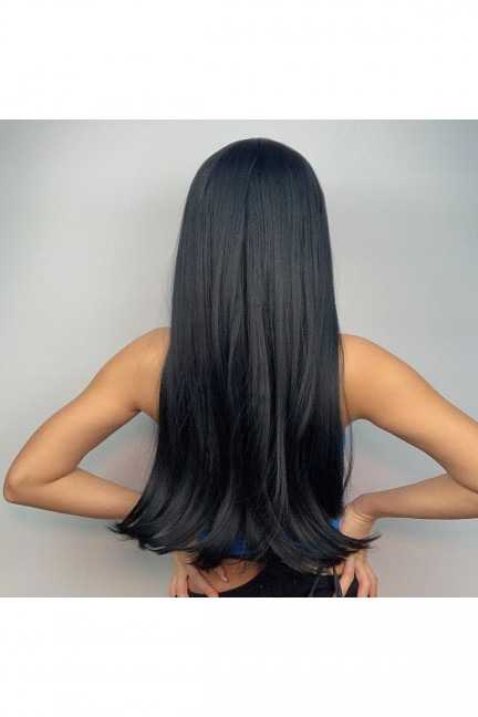 Siyah Düz Vip Perçemli Peruk Model Siyah Düz Vip Perçemli Peruk Model