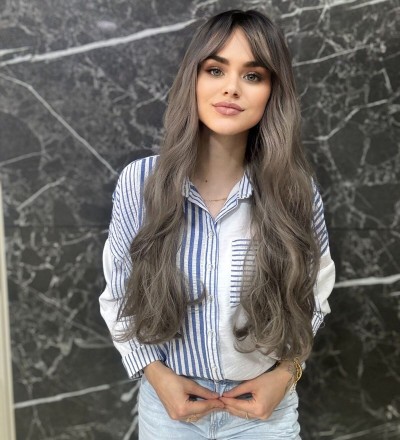 Siyah Gri Dalgalı Perçemli Peruk Ela 25