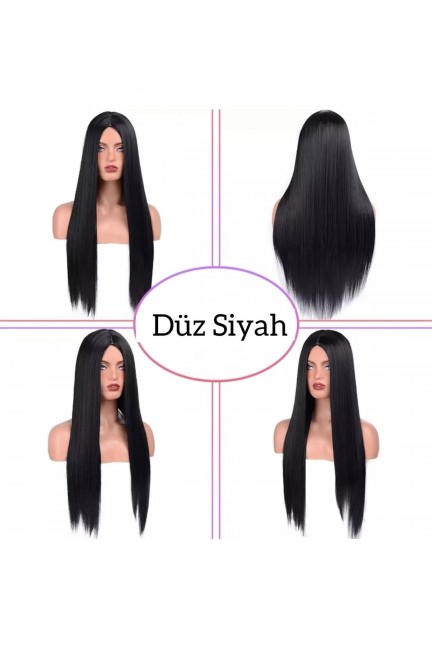 Siyah Perçemsiz Düz Peruk Siyah Perçemsiz Düz Peruk