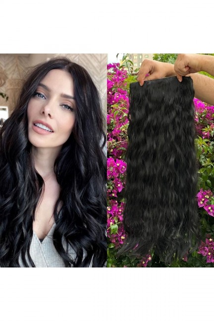 Siyah Yarımay +2 Yan Dalgalı Çıt Çıt - 65 Cm Fiber Sentetik Siyah Yarımay +2 Yan Dalgalı Çıt Çıt - 65 Cm Fiber Sentetik