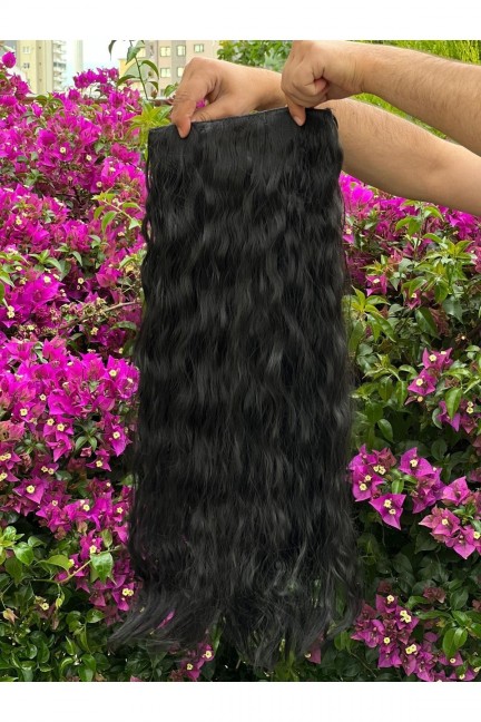Siyah Yarımay +2 Yan Dalgalı Çıt Çıt - 65 Cm Fiber Sentetik Siyah Yarımay +2 Yan Dalgalı Çıt Çıt - 65 Cm Fiber Sentetik