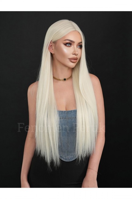 Soğuk Sarı Perçemsiz Düz Doğal Vip Peruk Soğuk Sarı Perçemsiz Düz Doğal Vip Peruk