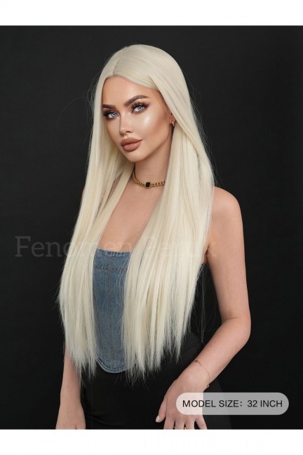 Soğuk Sarı Perçemsiz Düz Doğal Vip Peruk Soğuk Sarı Perçemsiz Düz Doğal Vip Peruk